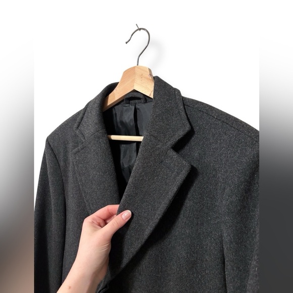 Loro Piana x J. Hilburn Men’s Wool Cashmere Long Charcoal Grey Coat Size Small - Picture 8 of 16